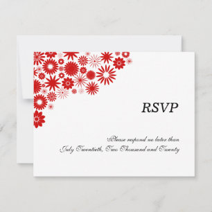 Pretty Florals Red RSVP / Reply Cards