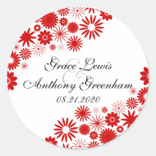 Pretty Florals Red Stickers