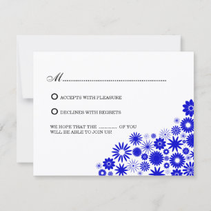 Pretty Florals Royal Blue RSVP / Reply Cards
