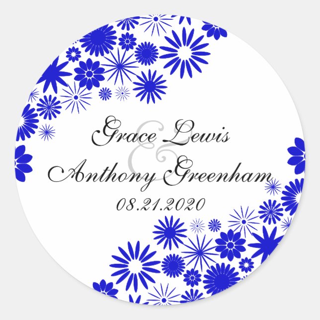 Pretty Florals Royal Blue Stickers (Front)