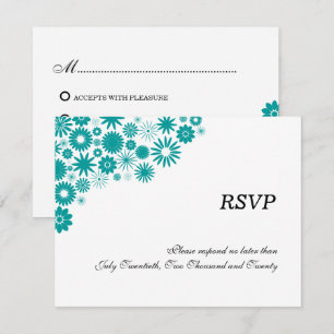 Pretty Florals Teal RSVP / Reply Cards