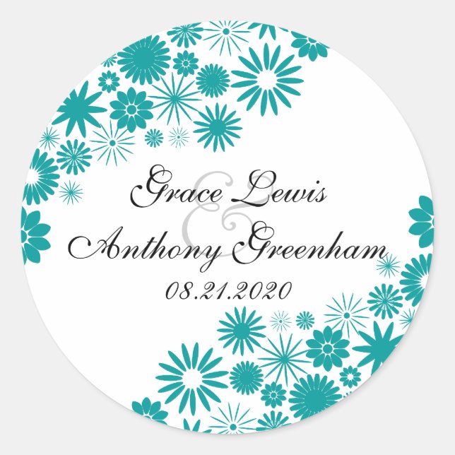 Pretty Florals Teal Stickers (Front)