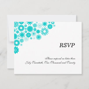Pretty Florals Turquoise RSVP / Reply Cards