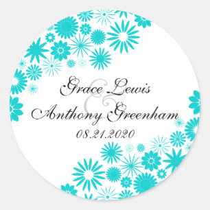 Pretty Florals Turquoise Stickers