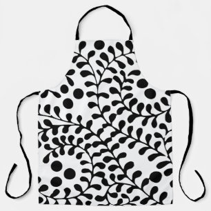 Pretty Flourished Black and White Print Apron