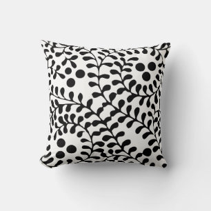 Pretty Flourished Black and White Print Cushion