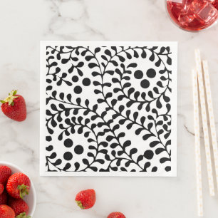 Pretty Flourished Black and White Print Napkin
