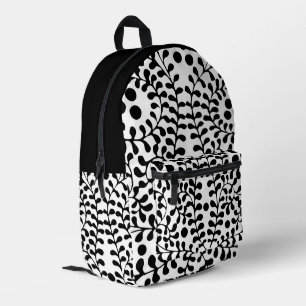 Pretty Flourished Black and White Print Printed Backpack
