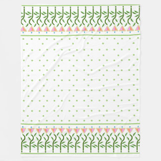 Pretty flower art border of stylised tulips fleece blanket