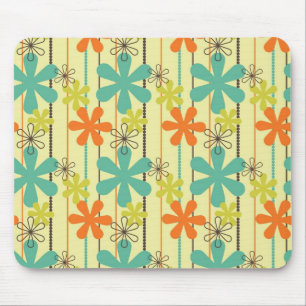 Pretty Flower Beads Art Blue Orange Green Brown Mouse Mat