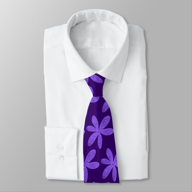 Pretty Flower - Blue Violet on Deep Purple Tie (Tied)