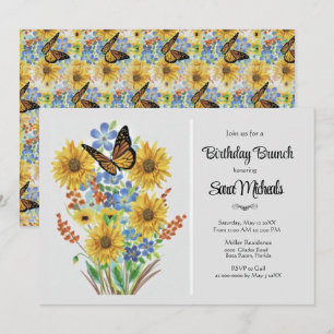 Pretty Flower Bouquet Birthday Brunch  Invitation