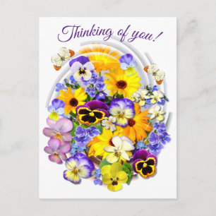 Pretty Flower Bouquet Thinking of You Postcard