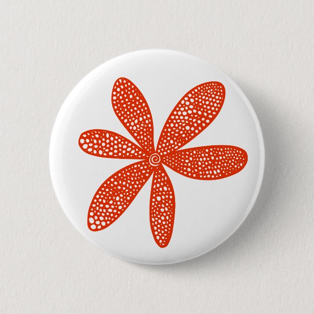 Pretty Flower - Brick Red on White 6 Cm Round Badge (Front)