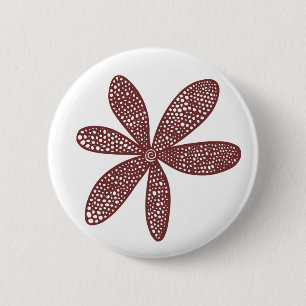 Pretty Flower - Brown on White 6 Cm Round Badge