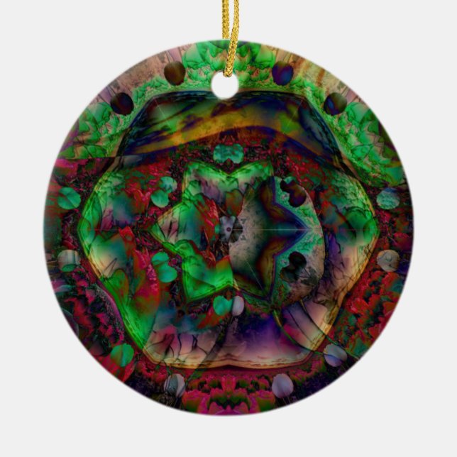 Pretty Flower Burst Abstract Ceramic Tree Decoration (Front)