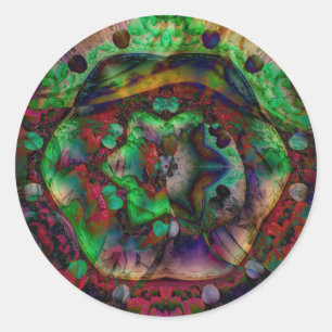 Pretty Flower Burst Abstract Classic Round Sticker