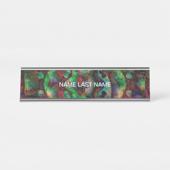 Pretty Flower Burst Abstract Desk Name Plate (Front)