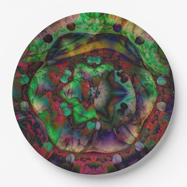 Pretty Flower Burst Abstract Paper Plate (Front)