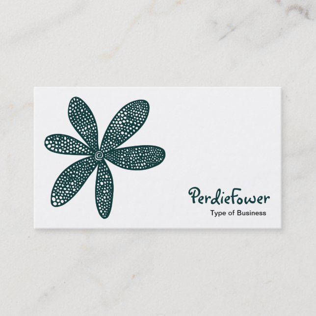 Pretty Flower - Dark Green 003333 Business Card (Front)