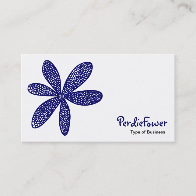 Pretty Flower - Deep Navy Blue 000066 Business Card (Front)