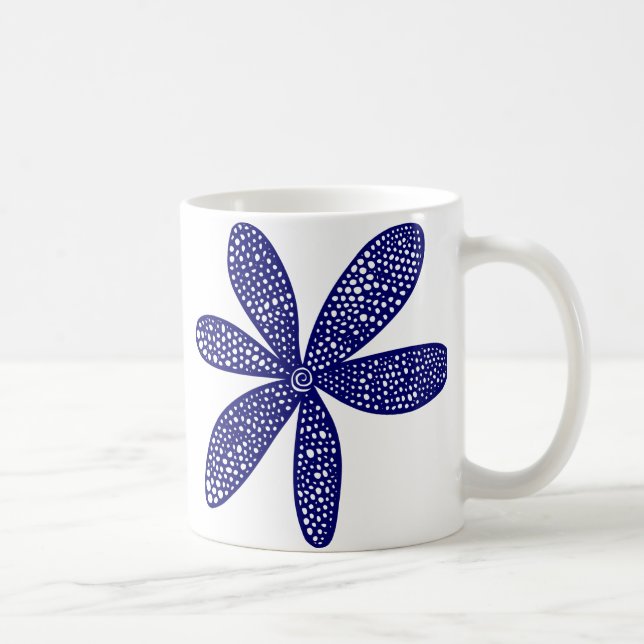 Pretty Flower - Deep Navy Blue Coffee Mug (Right)