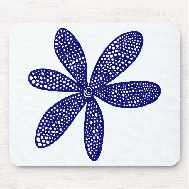 Pretty Flower - Deep Navy Blue Mouse Mat (Front)