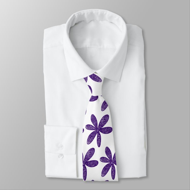 Pretty Flower - Deep Purple on White Tie (Tied)
