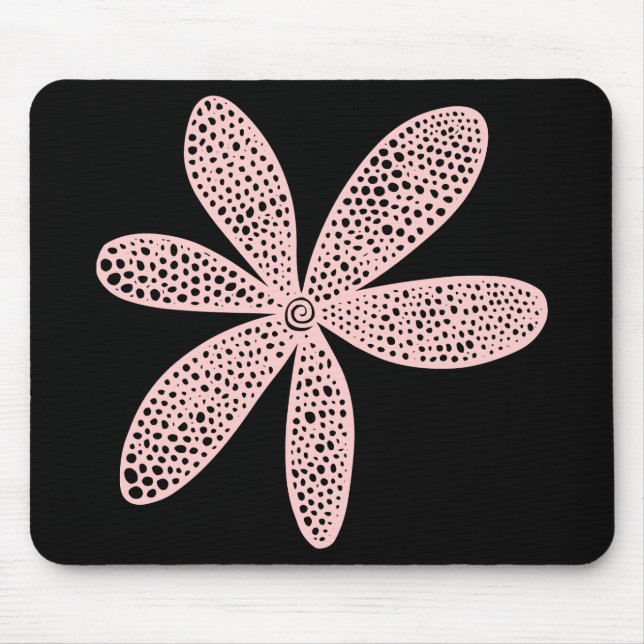 Pretty Flower - Faded Pink on Black Mouse Mat (Front)