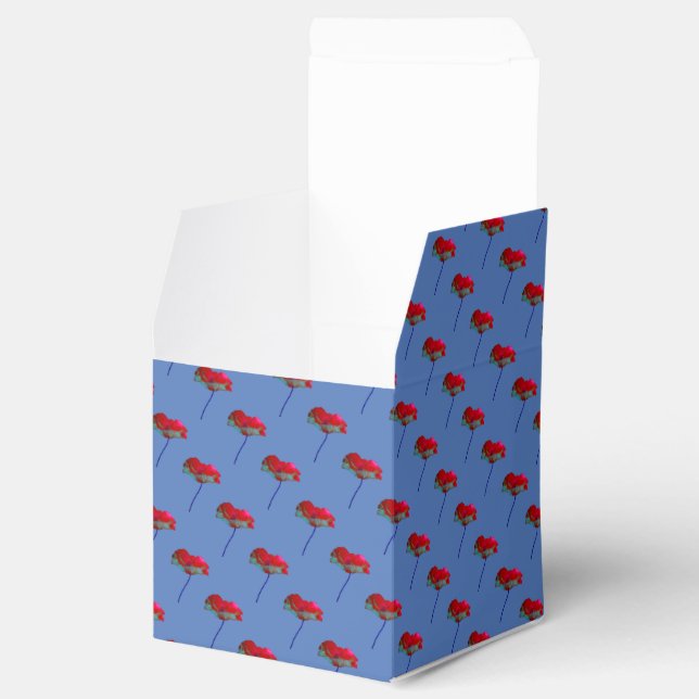 Pretty flower floral red blue poppy favour box (Opened)