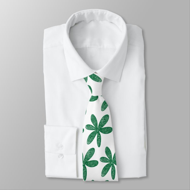 Pretty Flower - Forest Green on White Tie (Tied)