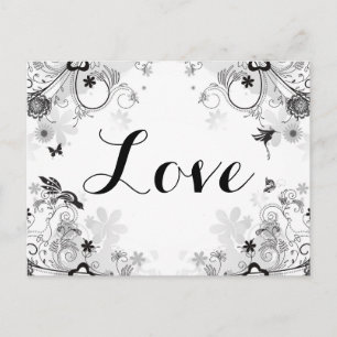 Pretty Flower Garden ~ Birds and Butterflies Love Postcard