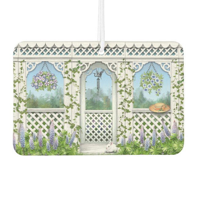 Pretty Flower Garden Gazebo Design Car Air Freshener (Front)