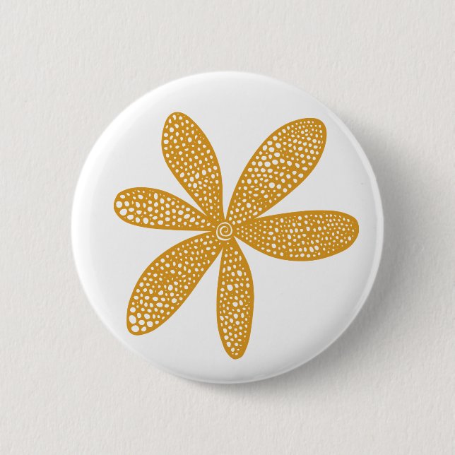 Pretty Flower - Golden Brown on White 6 Cm Round Badge (Front)