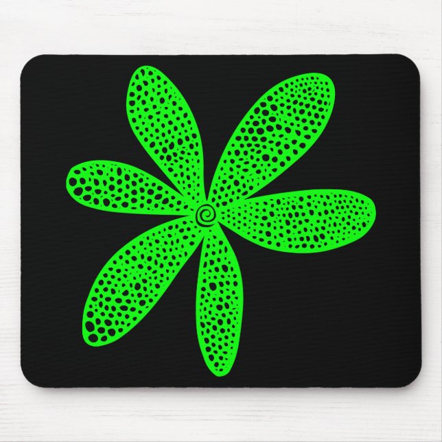 Pretty Flower - Green on Black Mouse Mat (Front)