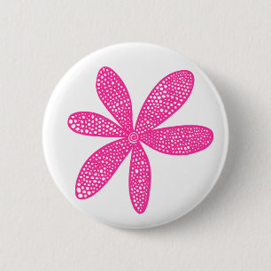 Pretty Flower - Hot Pink on White 6 Cm Round Badge