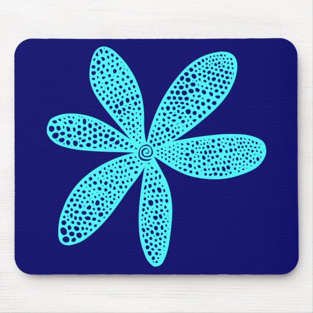 Pretty Flower - Ice Blue on Navy Blue Mouse Mat (Front)