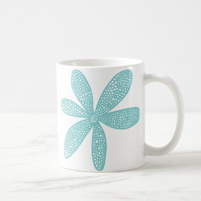 Pretty Flower - Light Blue Green Coffee Mug (Right)