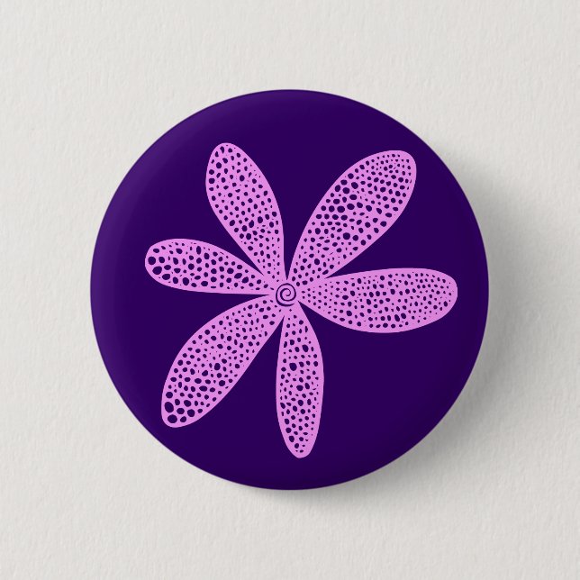 Pretty Flower - Light Violet on Deep Purple 6 Cm Round Badge (Front)