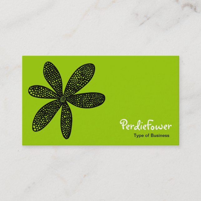 Pretty Flower - Martian Green Business Card (Front)