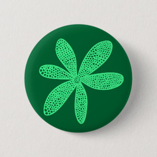 Pretty Flower - Mint Green on Green 006633 6 Cm Round Badge