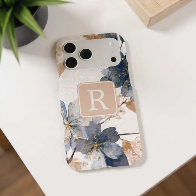 Pretty Flower Monogram Template Personalised (Pretty Flower Monogram Template Personalized iPhone Case by Ricaso. Monogrammed cell case gift idea)