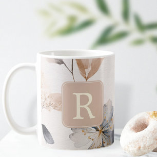 Pretty Flower Monogram Template Personalized Coffee Mug