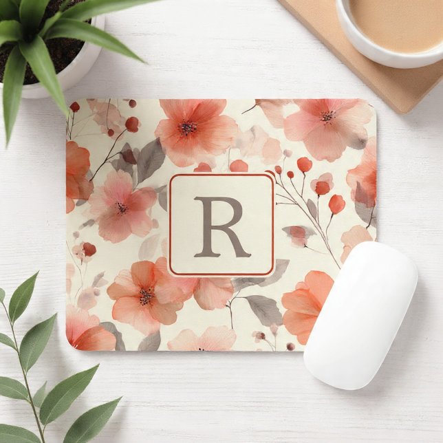 Pretty Flower Monogram Template Personalized Mouse Mat (Pretty Flower Monogram Template Personalized Gel Mouse Pad by Ricaso. Monogrammed gift ideas)