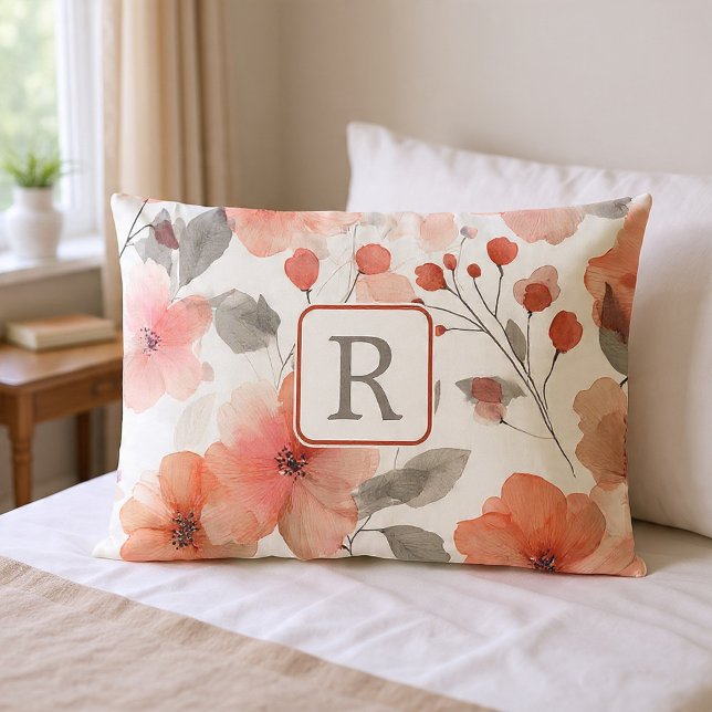 Pretty Flower Monogram Template Personalized Pillowcase (Pretty Flower Monogram Template Personalized Pillow Case by Ricaso - monogrammed bedroom luxury)