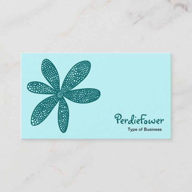 Pretty Flower - Moss Green on C7FFFF Business Card (Front)