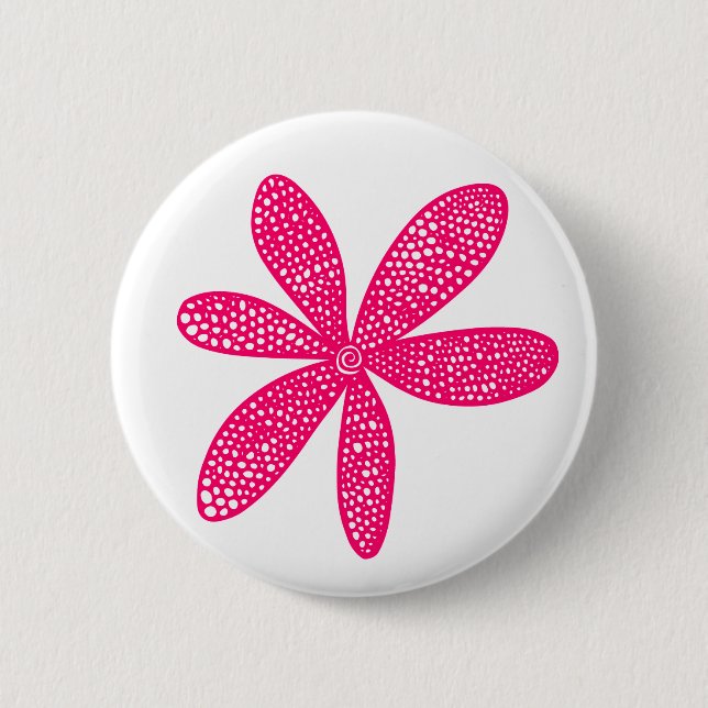 Pretty Flower - Neon Red on White 6 Cm Round Badge (Front)