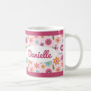 Pretty Flower Pattern Name Mug
