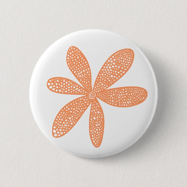 Pretty Flower - Peach on White 6 Cm Round Badge (Front)