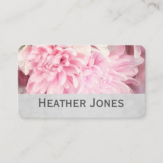 pretty flower petals pink and grey   business card (Front)